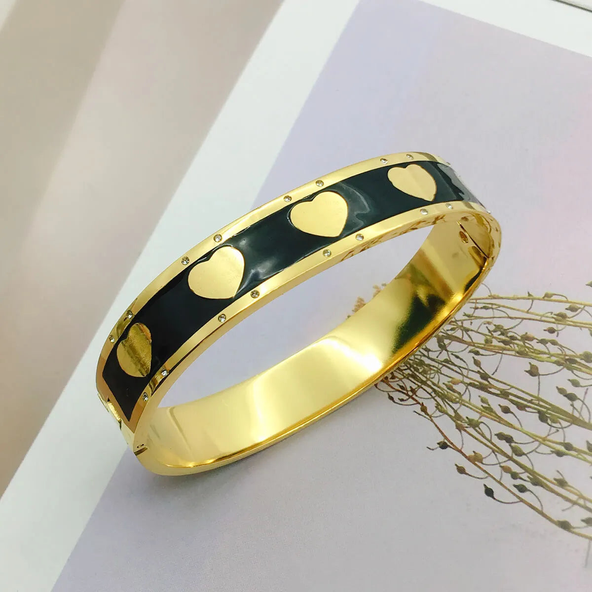 Luxe Enamel Heart Bangle – Elegant, Tarnish-Free Bracelet for Everyday Romance Charmora By Rohi