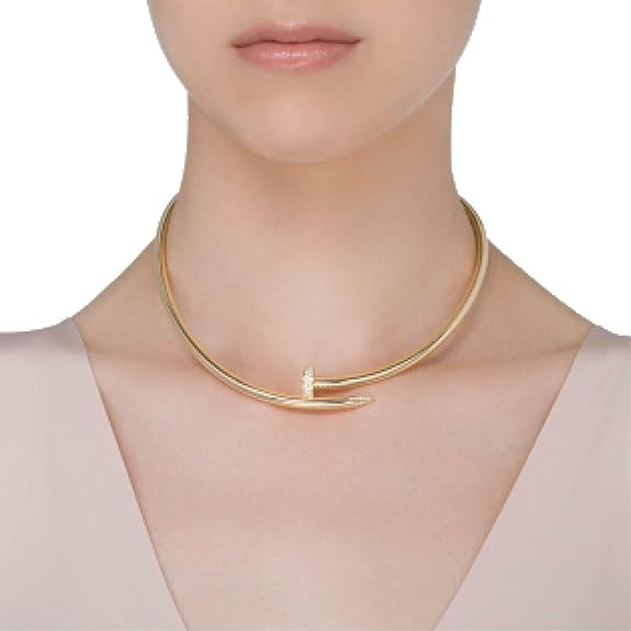 Glossy Gold Nail Choker – Luxury Anti-Tarnish Stainless Steel Hasli Necklace for Women Charmora By Rohi