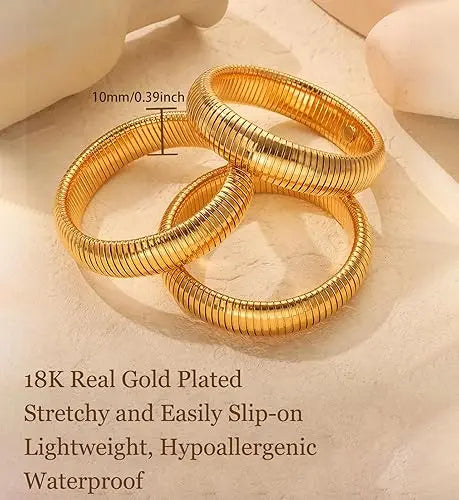 New Arrival – Gold Adjustable Snake/Round Bracelet Charmora By Rohi