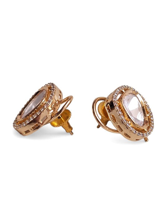 Luminous Kundan Glow – Gold-Plated Contemporary Stud Earrings Charmora By Rohi