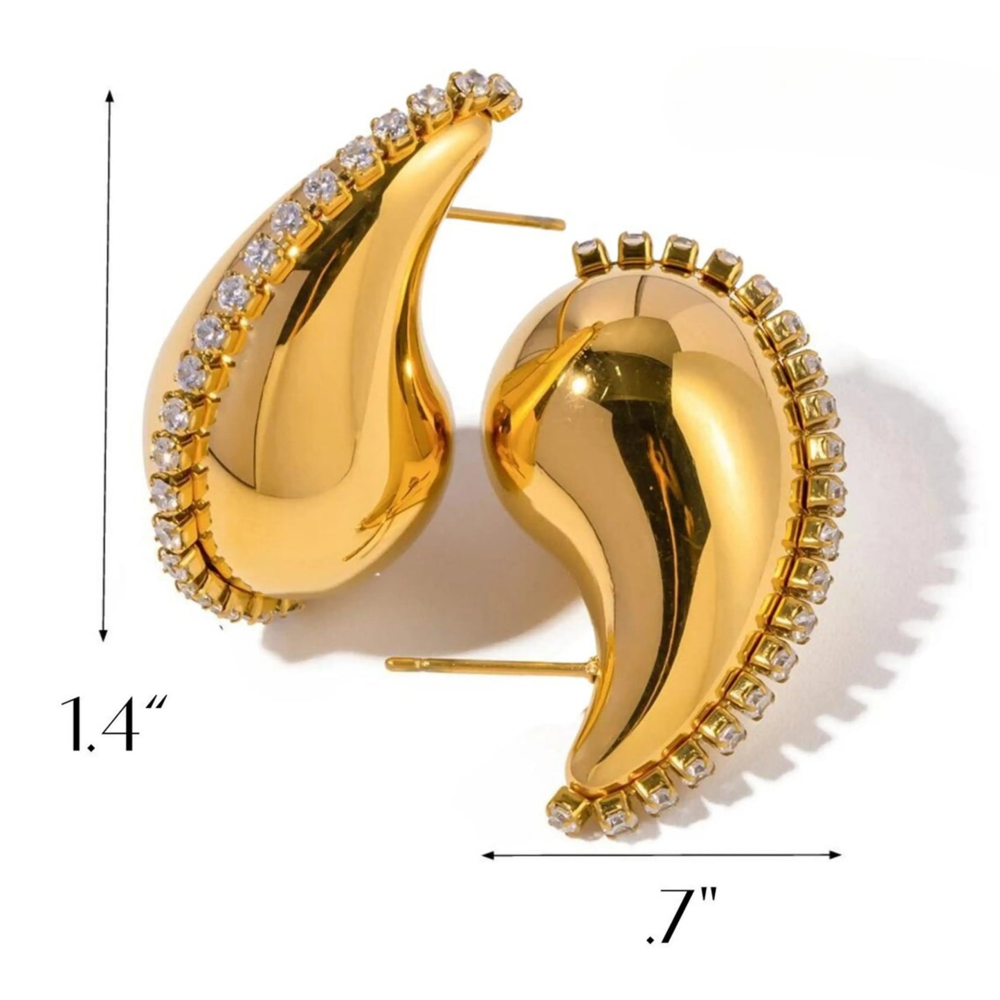 Gold Plated Cubic Zirconia Teardrop Earrings – Designer-Inspired Bling Drop Earrings My Store