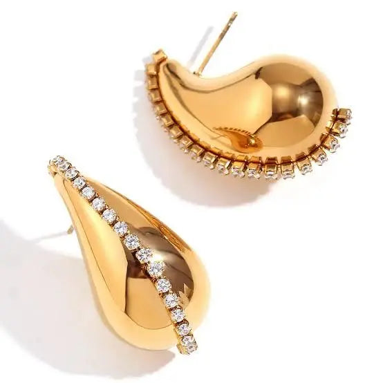 Gold Plated Cubic Zirconia Teardrop Earrings – Designer-Inspired Bling Drop Earrings My Store