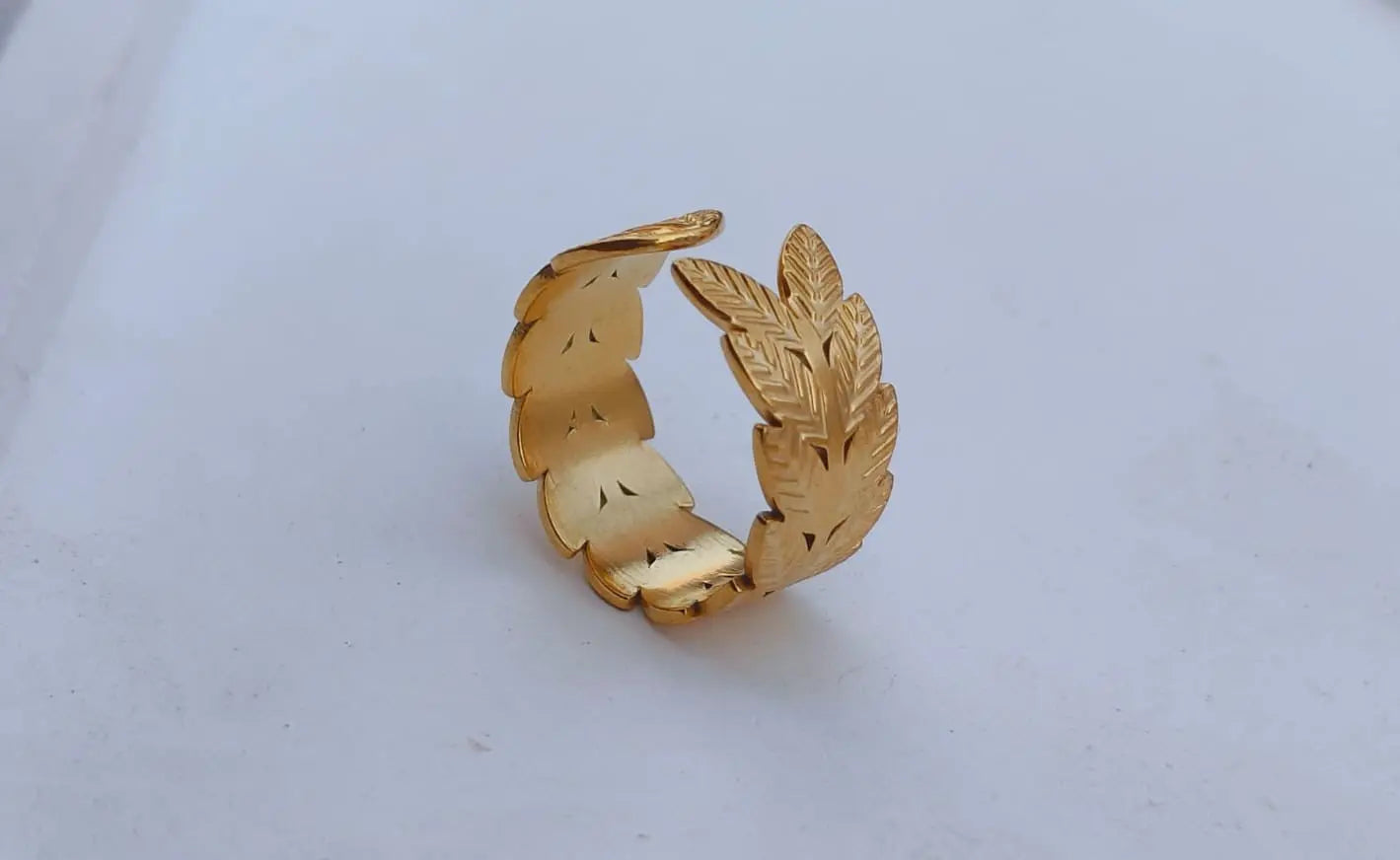 Elegant Leaf Design Adjustable Ring for Women – Stylish Wide Band Open Ring for Weddings, Parties, Couples & Gifts Charmora By Rohi
