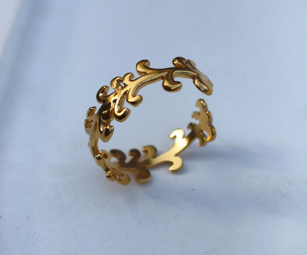 18K Gold Plated Greek Vine Ring – Dainty Handmade Sterling Silver Jewelry for Women, Elegant Gift Idea Charmora By Rohi
