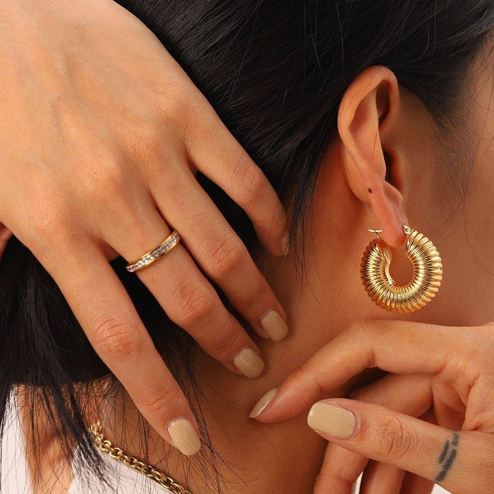 22k Gold Plated Coil Hoop Earrings for Women & Girls Charmora By Rohi