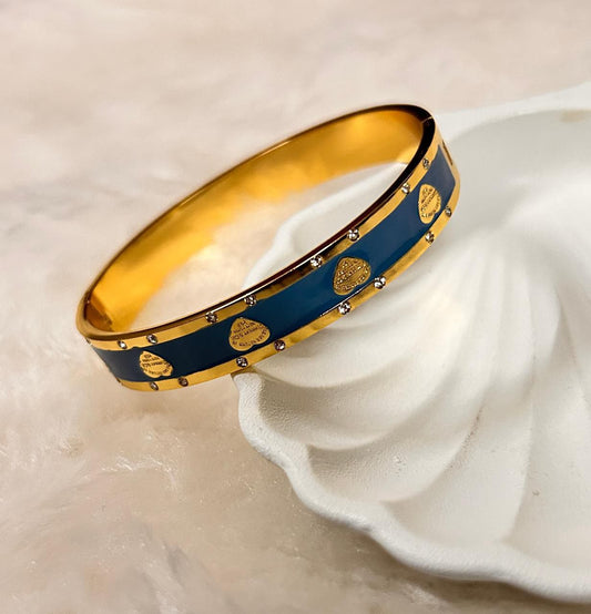 22k Gold Plated Bracelet with Blue Enamel Design CHARMORA BY ROHI