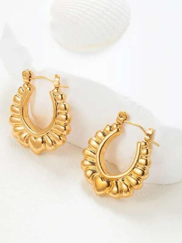 U shape stainless steel heart shape hoop earring CHARMORA BY ROHI