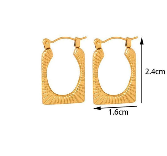18k gold plated stainless steel Square shape hoop earrings CHARMORA BY ROHI