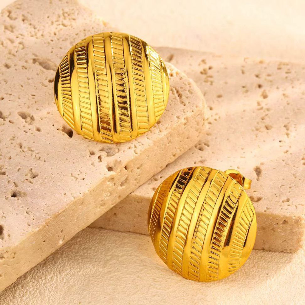 Round shape gold plated anti tarnish studs CHARMORA BY ROHI