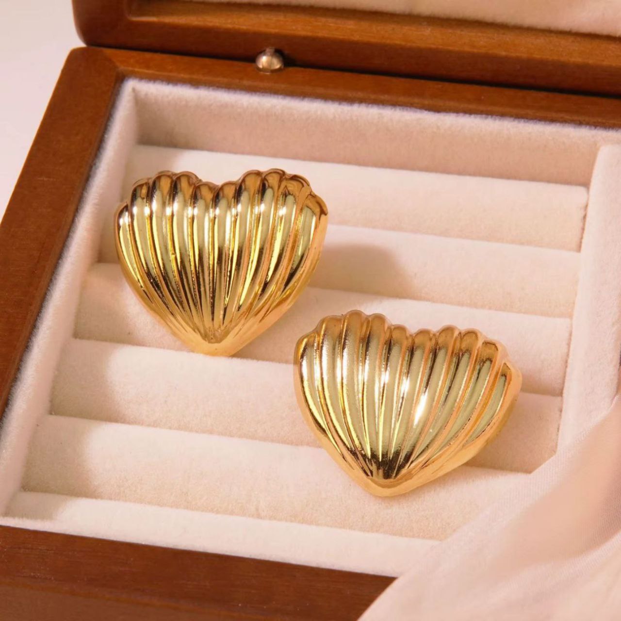 Stunning bold gold plated heart shape studs earrings CHARMORA BY ROHI