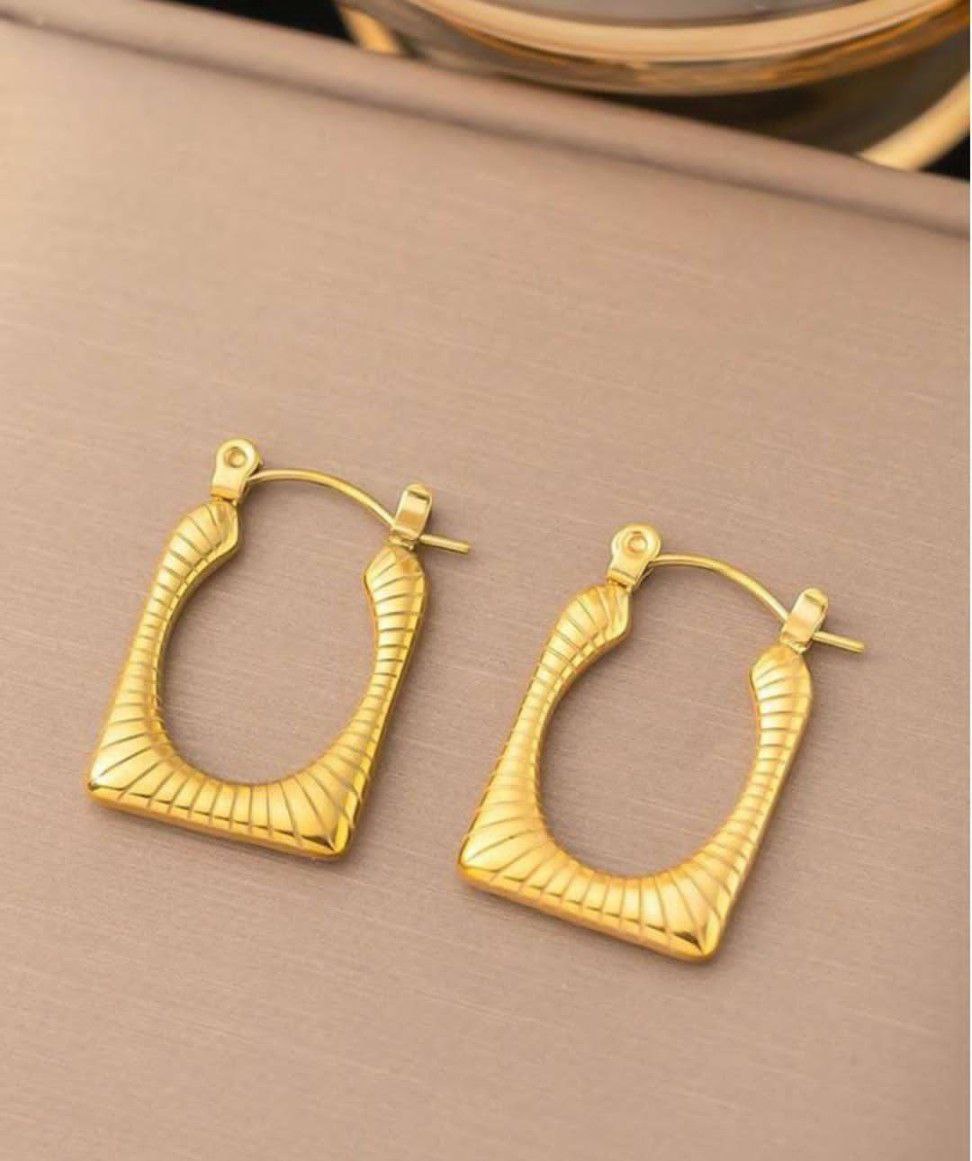 18k gold plated stainless steel Square shape hoop earrings CHARMORA BY ROHI