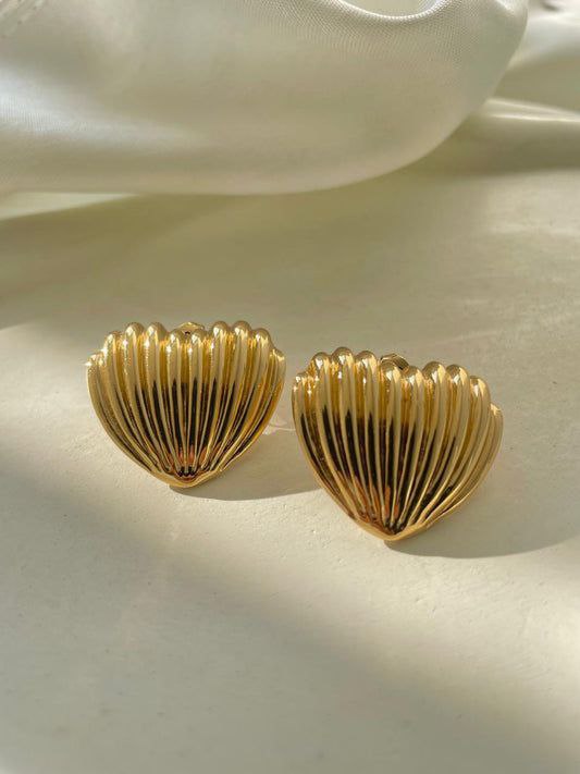Stunning bold gold plated heart shape studs earrings CHARMORA BY ROHI