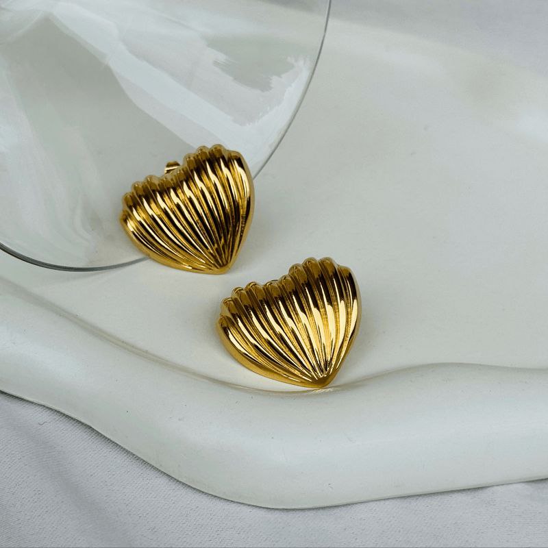 Stunning bold gold plated heart shape studs earrings CHARMORA BY ROHI