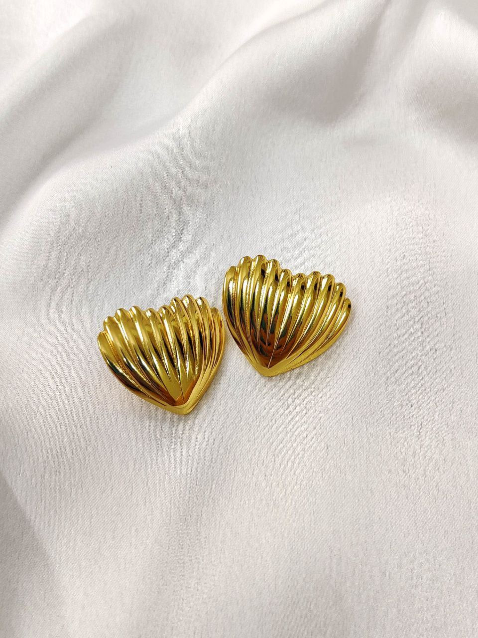 Stunning bold gold plated heart shape studs earrings CHARMORA BY ROHI