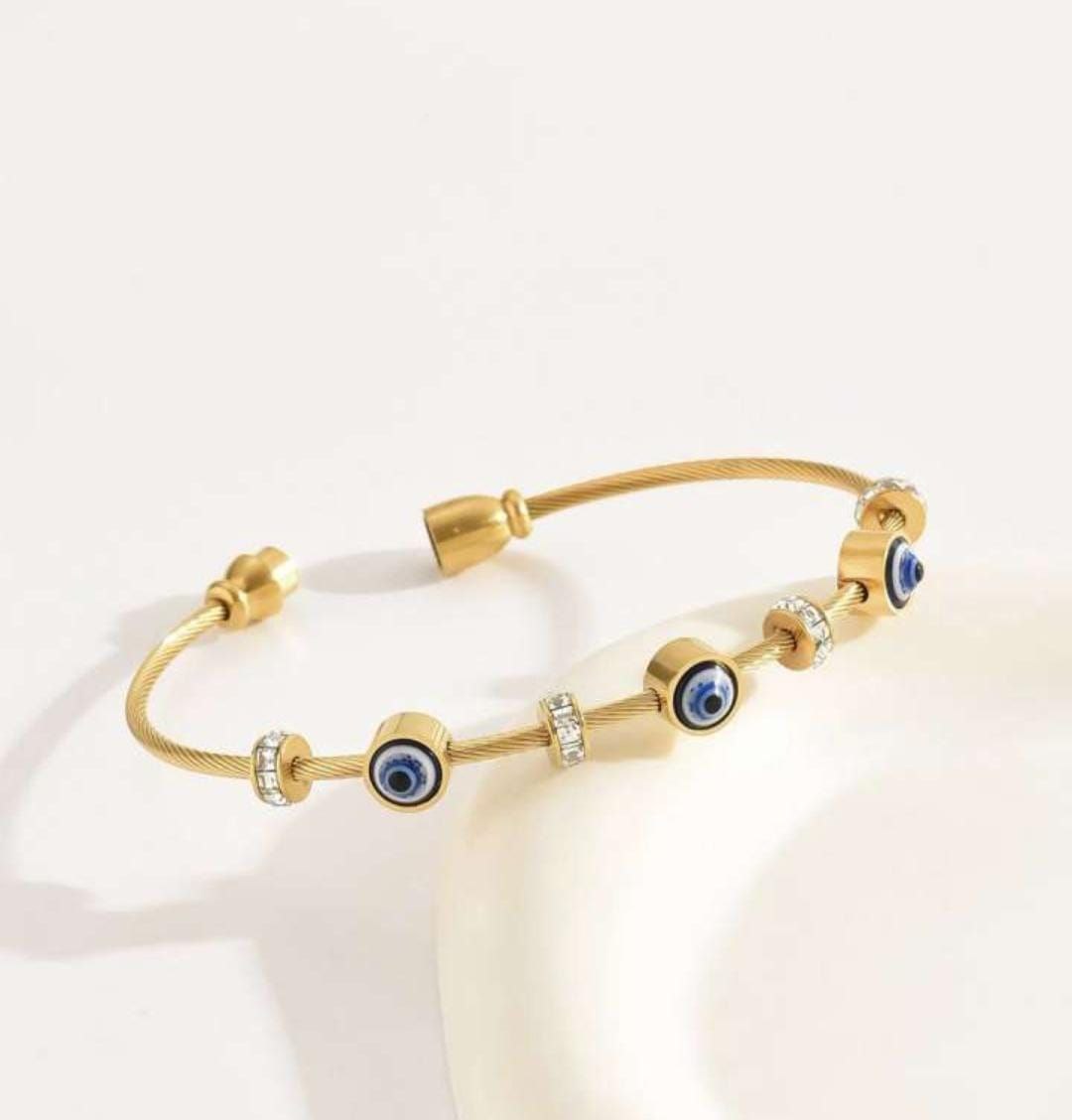 22k gold plated evil eye bangle bracelet CHARMORA BY ROHI