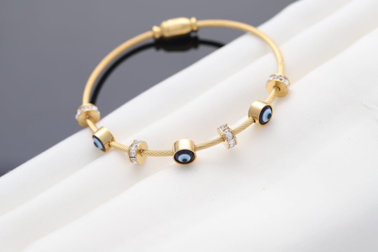22k gold plated evil eye bangle bracelet CHARMORA BY ROHI