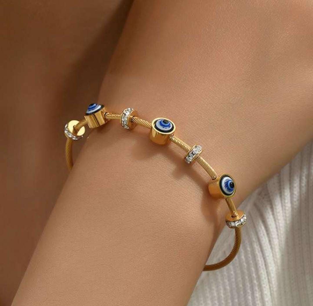 22k gold plated evil eye bangle bracelet CHARMORA BY ROHI
