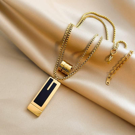 Sleek Sophistication Meets Everyday Versatility – The Double-Layer Square Pendant Necklace Charmora By Rohi