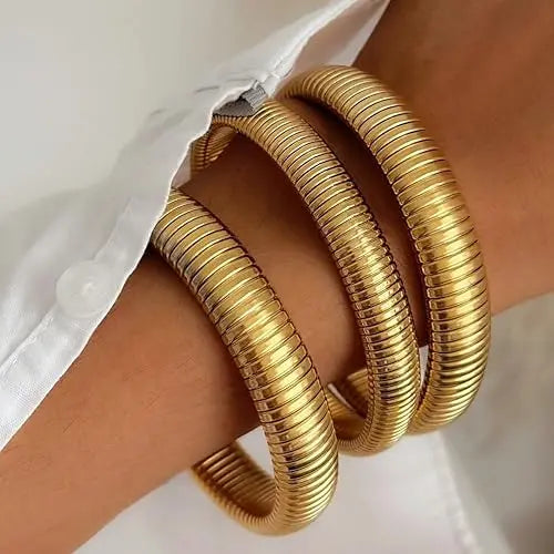 New Arrival – Gold Adjustable Snake/Round Bracelet Charmora By Rohi