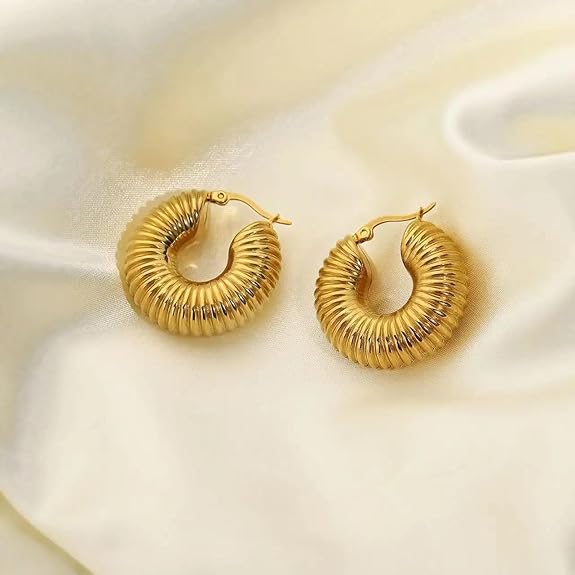 22k Gold Plated Coil Hoop Earrings for Women & Girls Charmora By Rohi