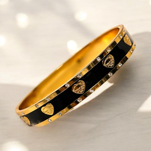 Luxe Enamel Heart Bangle – Elegant, Tarnish-Free Bracelet for Everyday Romance Charmora By Rohi