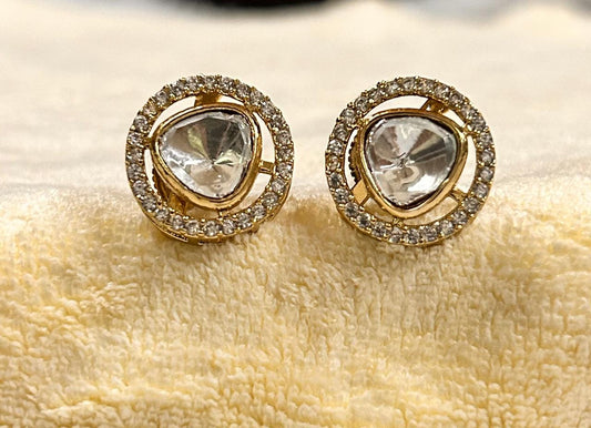 Luminous Kundan Glow – Gold-Plated Contemporary Stud Earrings Charmora By Rohi