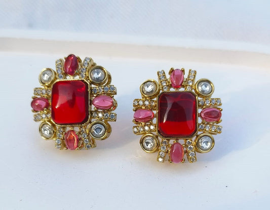 Shimmering maroon Stone  Earrings for Women and Girls Charmora By Rohi