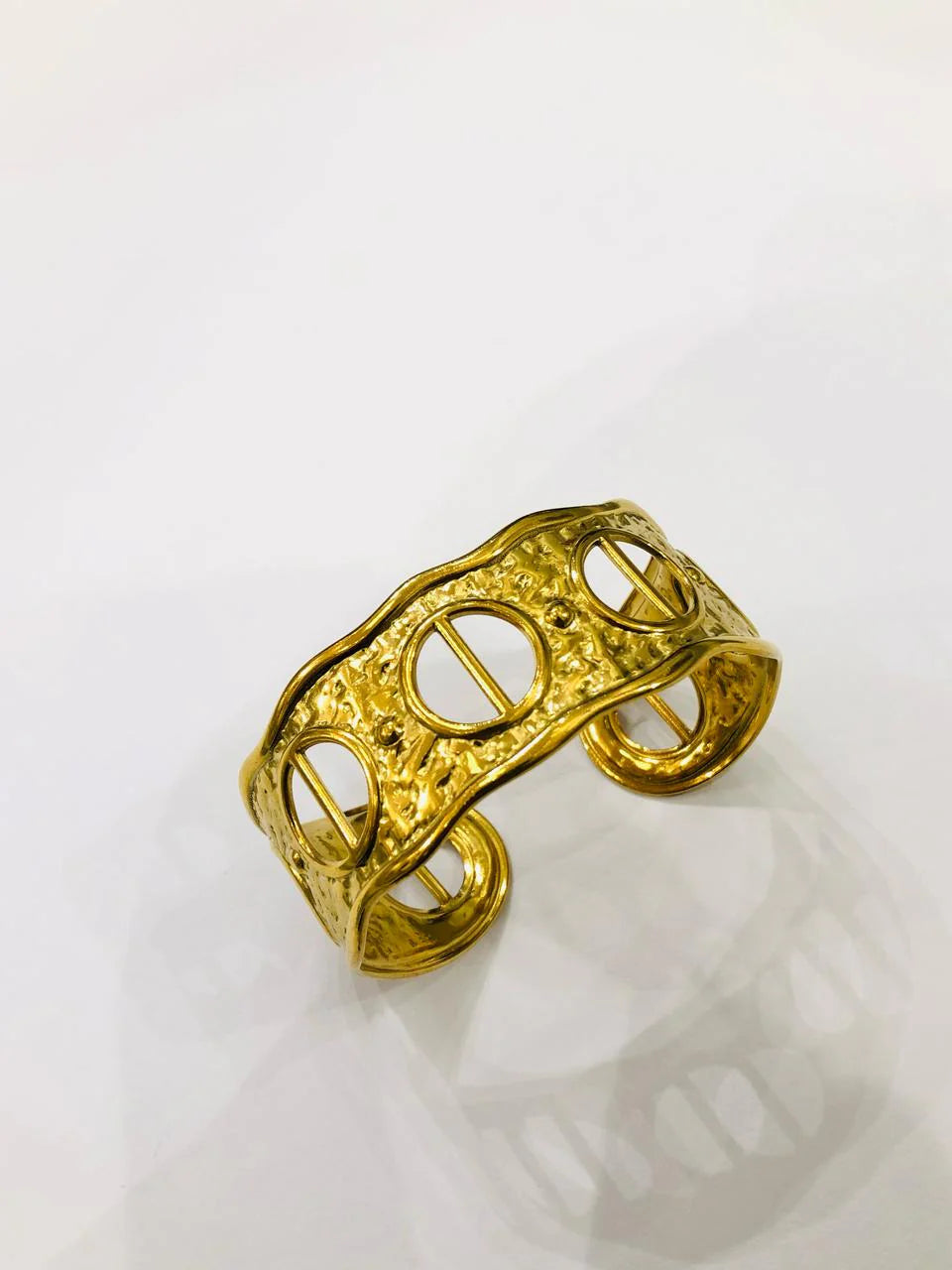 Bold Luxe Round Bracelet – Sculptural Gold-Plated Statement Bangle Charmora By Rohi