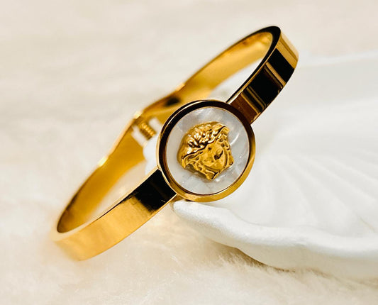 Timeless Radiance Roman Cuff – 18K Gold-Plated Bracelet with Luxe Anti-Tarnish Finish Charmora By Rohi