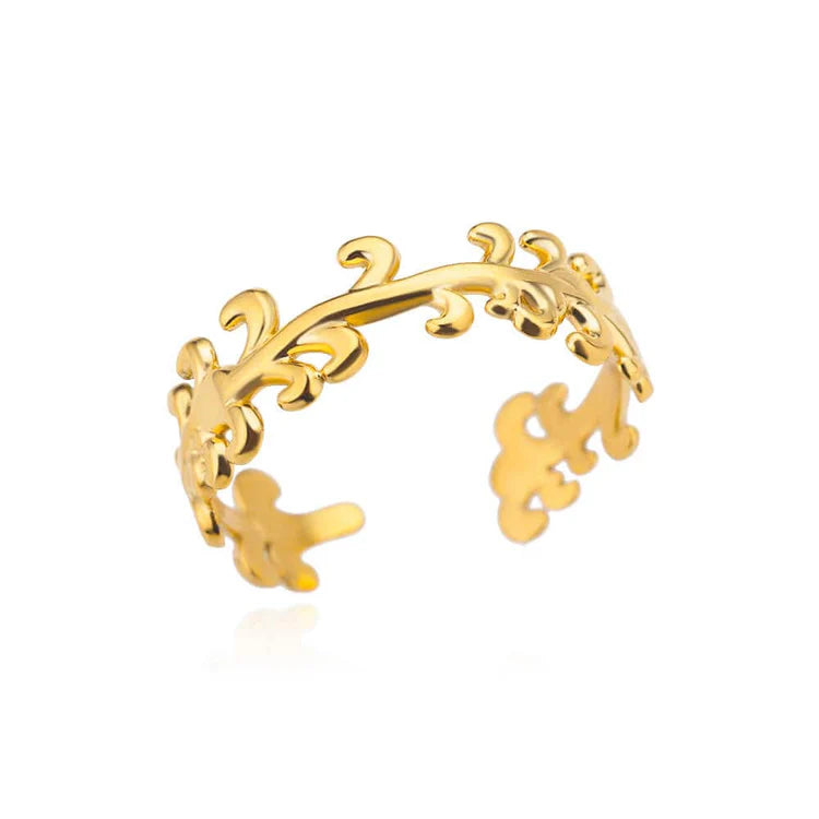 18K Gold Plated Greek Vine Ring – Dainty Handmade Sterling Silver Jewelry for Women, Elegant Gift Idea Charmora By Rohi