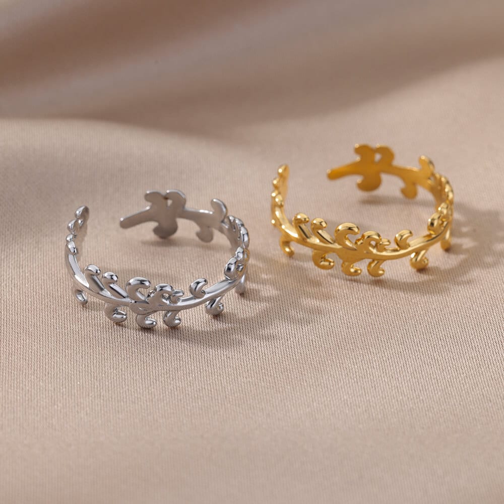 18K Gold Plated Greek Vine Ring – Dainty Handmade Sterling Silver Jewelry for Women, Elegant Gift Idea Charmora By Rohi