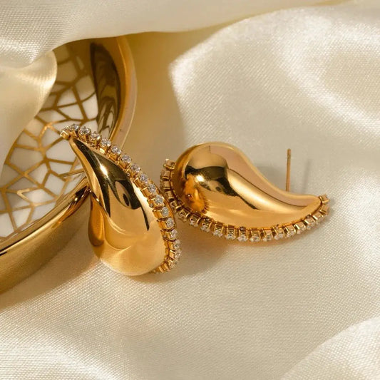 Gold Plated Cubic Zirconia Teardrop Earrings – Designer-Inspired Bling Drop Earrings My Store