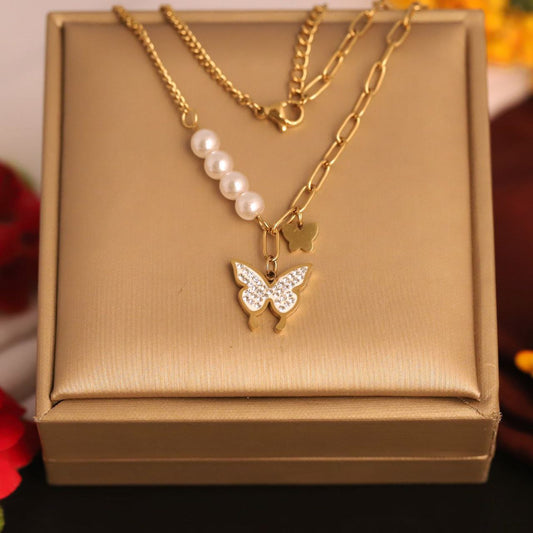 22k Gold Plated Necklace with Butterfly Pendant CHARMORA BY ROHI