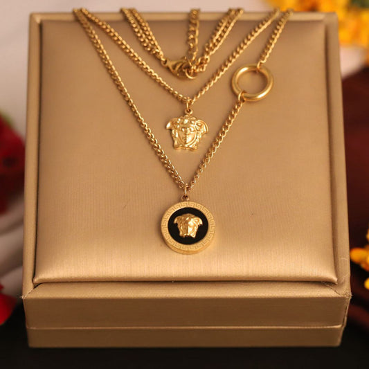 Bold Layered Lion Crown Medallion Necklace - Chunky Hip Hop Chain Charmora By Rohi