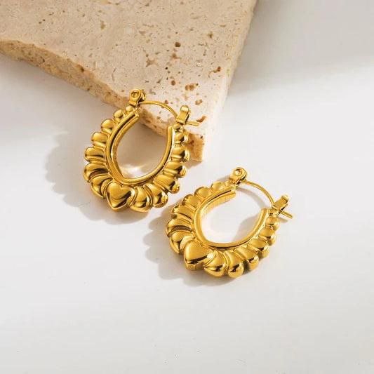 U shape stainless steel heart shape  hoop earring CHARMORA BY ROHI
