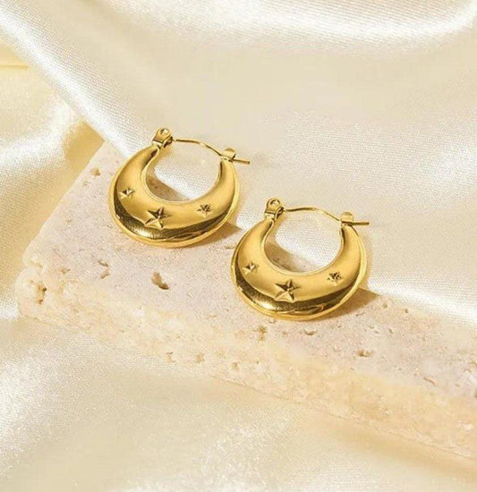 Modern anti tarnish star mark hoop earrings CHARMORA BY ROHI