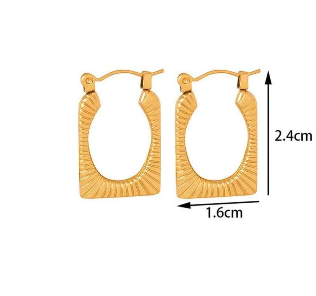 18k gold plated stainless steel Square shape hoop earrings CHARMORA BY ROHI