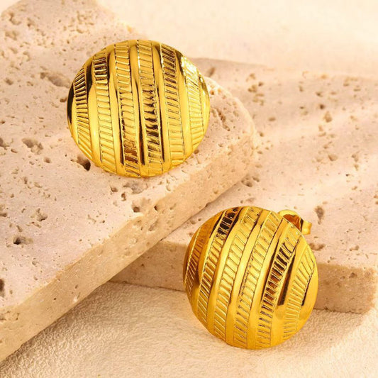 Round shape gold plated anti tarnish studs CHARMORA BY ROHI