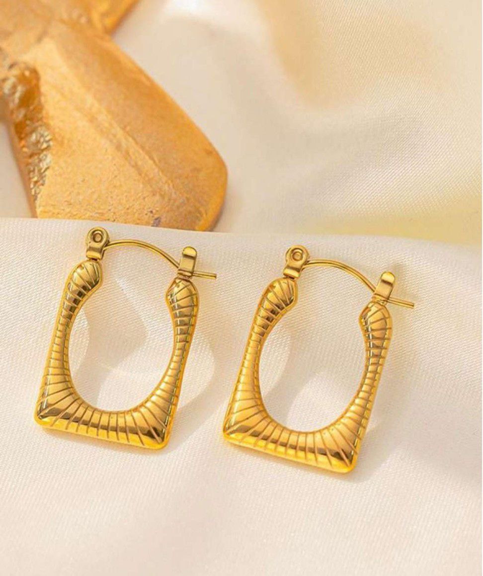 18k gold plated stainless steel Square shape hoop earrings CHARMORA BY ROHI