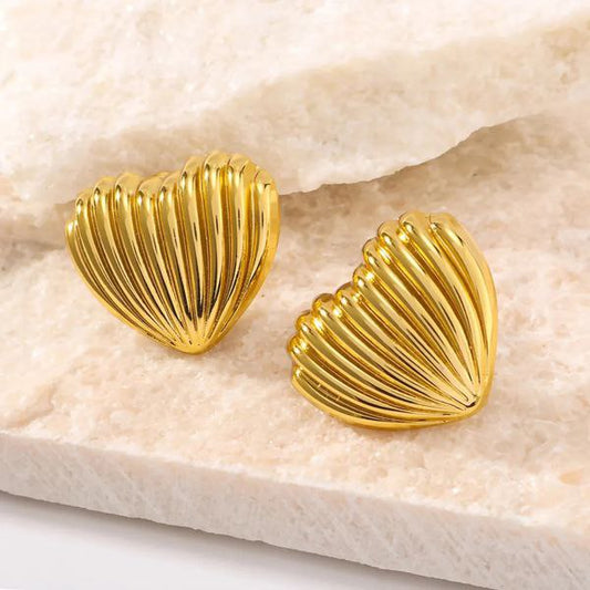 Stunning bold gold plated heart shape studs earrings CHARMORA BY ROHI