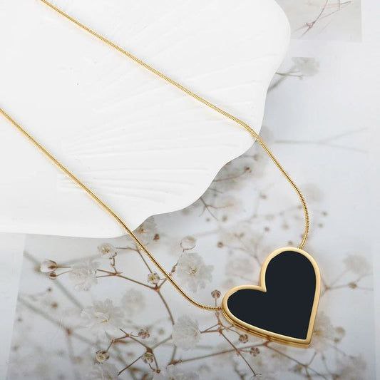 Elegant black heart shape Pendant with necklace chain CHARMORA BY ROHI