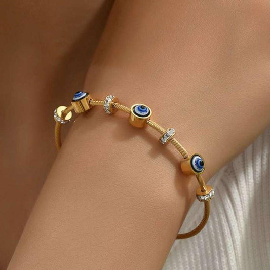 22k gold plated evil eye bangle bracelet CHARMORA BY ROHI
