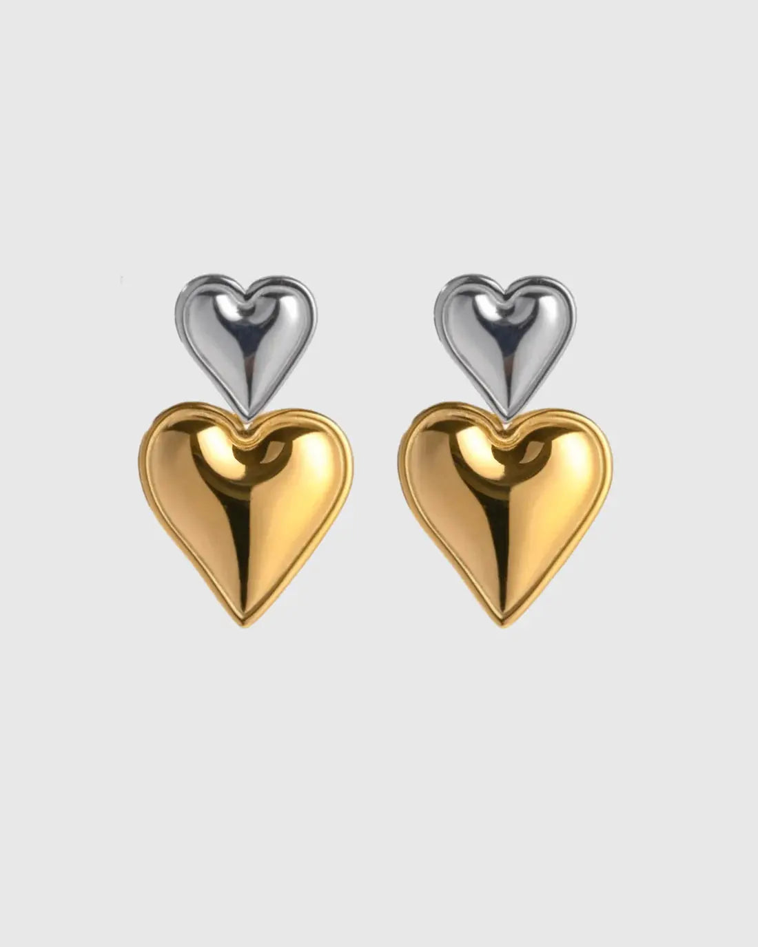 Elegant Gold-Plated Double Heart Dangle Earrings – Hypoallergenic Titanium Steel Love Pendant Jewelry for Women Charmora By Rohi